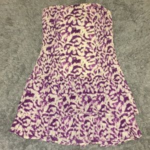 Like New Purple and Cream Strapless Sundress